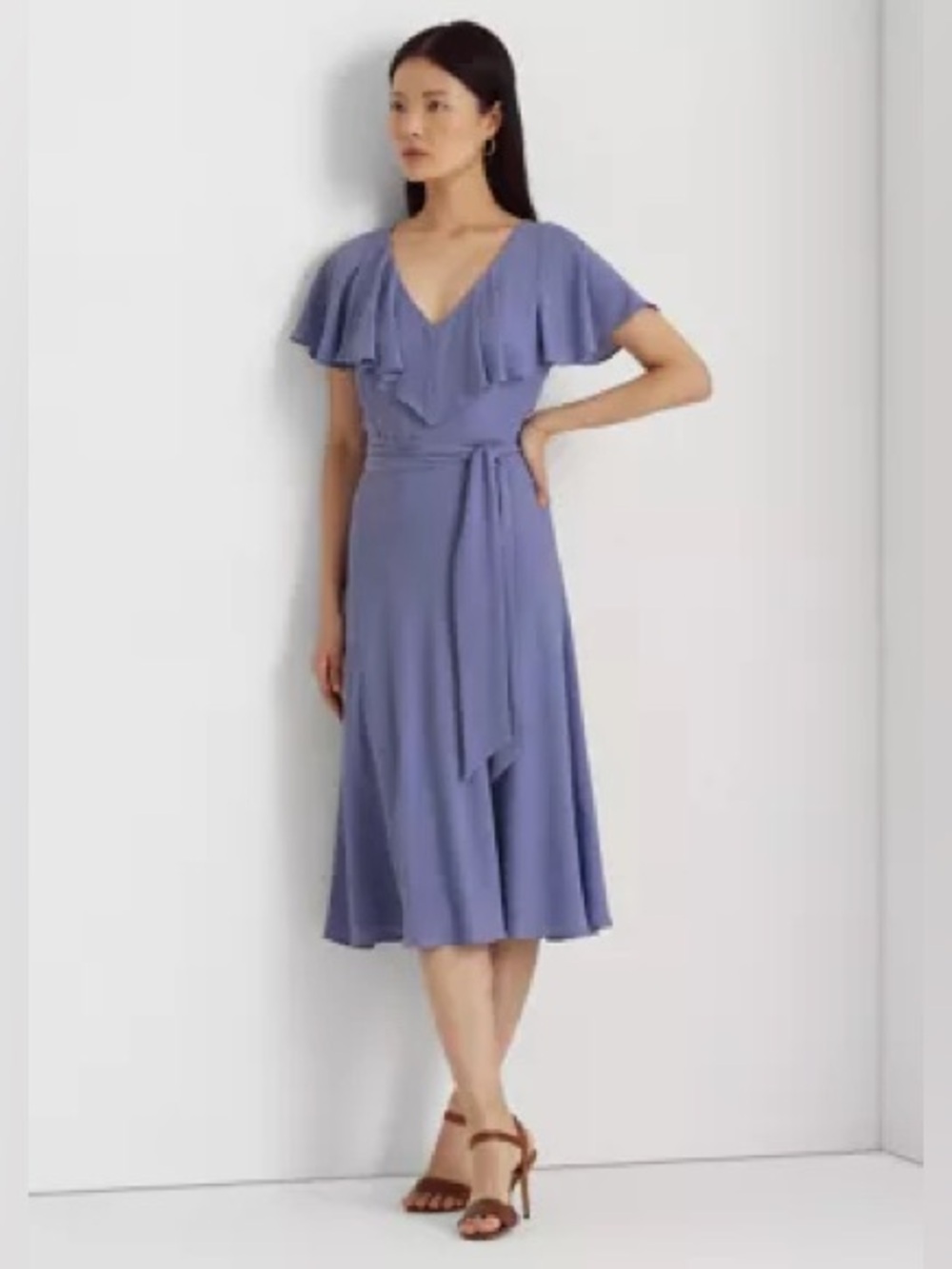 NWOT Lauren Ralph Lauren Belted Bubble Crepe Dress
